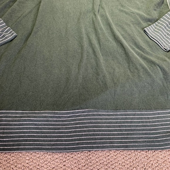 Heyson Womens Shirt Top Size Medium Dark Forest Green Striped Oversized Pullover - Picture 5 of 11